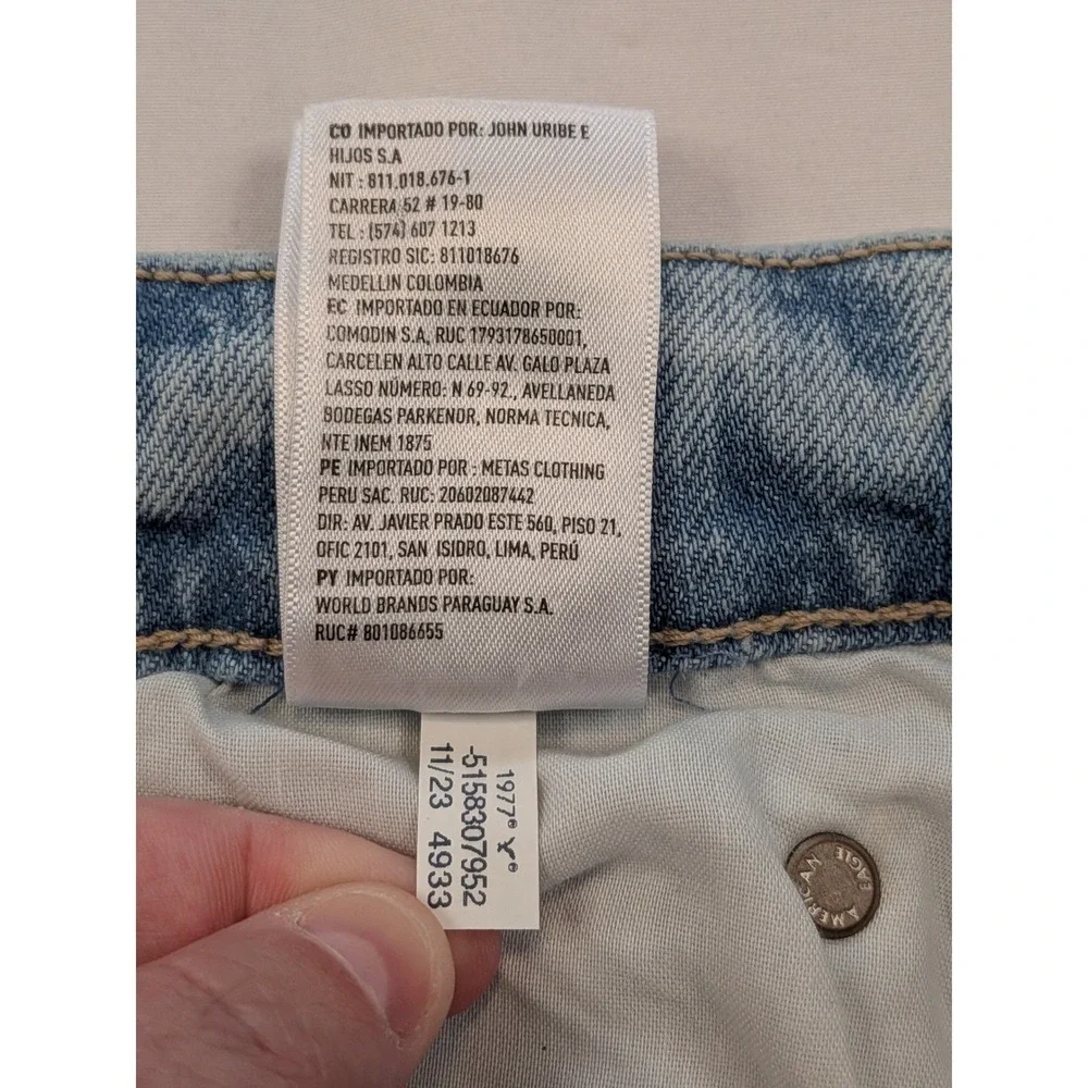 American Eagle Curvy Super High Rise Baggy Straight Jeans Light Wash 10 X-Long - Picture 14 of 14
